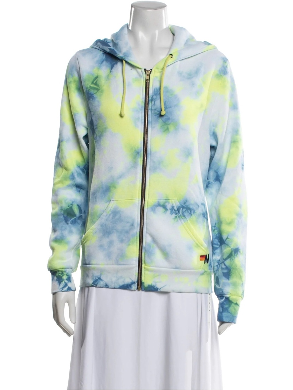 Aviator Nation Blue and Yellow Tie-Dye Zip Hoodie